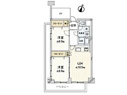 ネオコーポ浦和もくせいの棟 2LDKの間取図画像
