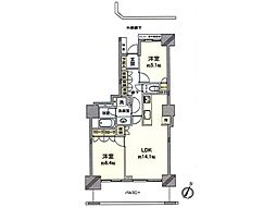 パークシティ大宮セントラルタワー 2LDKの間取図画像