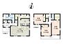 間取り：D号棟　土地面積97.40m2　建物面積90.45m2
