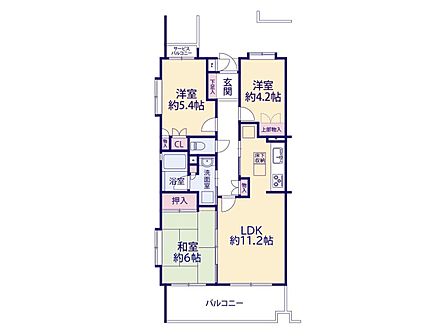 【間取り図】専有面積 60.39m2