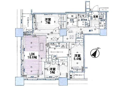 【間取図】28階×南西角部屋の圧倒的な眺望。85m2の広さも魅力。