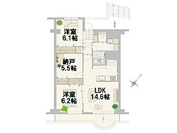浦和白幡東高層住宅2号棟 2SLDKの間取図画像