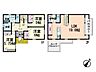 間取り：1号棟【間取り図】2階建、3LDK、ドイツの窓と断熱素材を使用した高気密高断熱仕様。