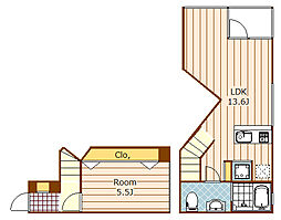 WEST APARTMENT 1階1LDKの間取り