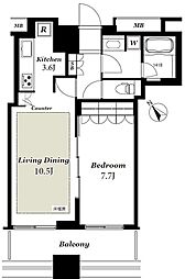 シティタワー池袋 1LDKの間取図画像