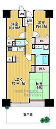 クローバーハイツ南花台 3LDKの間取図画像
