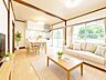 リビング/ダイニング：【リビングのAIイメージ写真】AIによる家具設置例のお写真となります。（実際に家具は付いておりません。ご自身のご趣味に合わせて、ご設置いただきますようよろしくお願い申し上げます。参考写真となります♪）