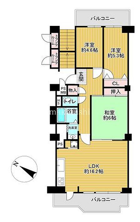 間取り図LDKは開放感があり、ご家族でゆったり過ごせる心地よい空間です。二面バルコニーや、マンションでは珍しいオール電化仕様も魅力。お客様のご都合に合わせてご内覧いただけます。