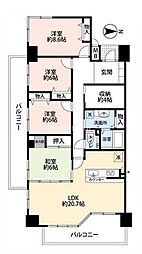 ガーデンシティーコープ金剛東3棟 4SLDKの間取図画像