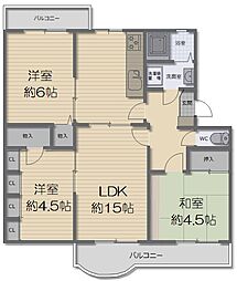 横尾2団地81号棟 3LDKの間取図画像