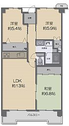 エクセルヒルズ長田 3LDKの間取図画像