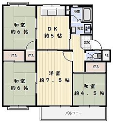 高倉台11団地58号棟 4DKの間取図画像