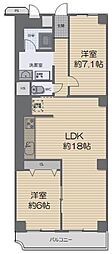 神戸湊町スカイハイツ 2LDKの間取図画像