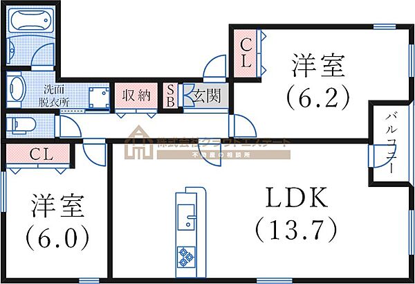 リフュージュ本山 ｜兵庫県神戸市東灘区田中町3丁目(賃貸マンション2LDK・1階・67.51㎡)の写真 その2