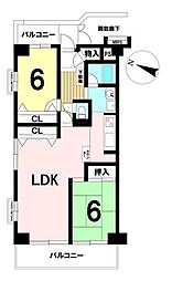 河辺ビューパレー多摩川 2LDKの間取図画像