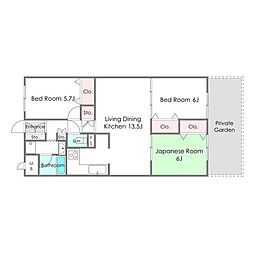 エンゼルハイム香貫第2 2SLDKの間取図画像