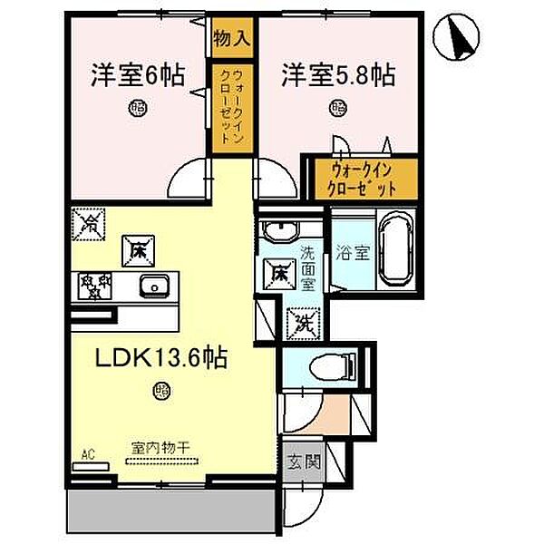 J・ユニゾン 103｜兵庫県姫路市北今宿3丁目(賃貸アパート2LDK・1階・57.92㎡)の写真 その2