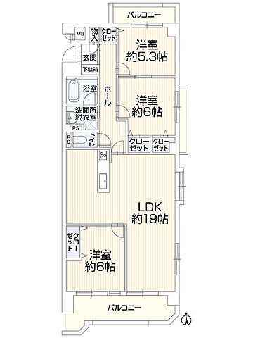間取り スカイハイツ五条　305 3階/-
