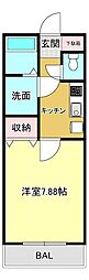 アメリア和多田 1Kの間取図画像