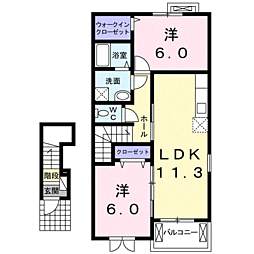 エストウィステリアA 2LDKの間取図画像