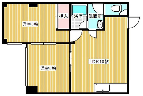 広島県広島市中区東白島町(賃貸マンション2LDK・3階・46.59㎡)の写真 その2