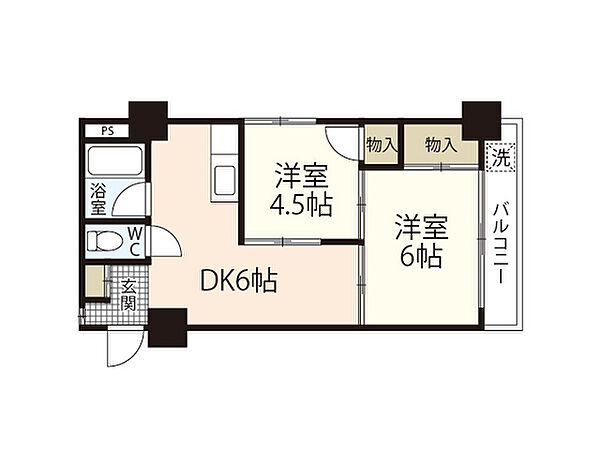 広島県広島市中区大手町5丁目(賃貸マンション2DK・5階・41.40㎡)の写真 その2