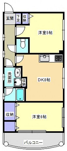 広島県広島市中区白島中町(賃貸マンション2DK・2階・45.34㎡)の写真 その2