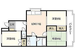 カネオハイツ 3LDKの間取図画像