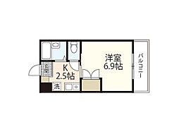 エスポワール牧村 1Kの間取図画像