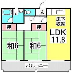 第2しづマンション 2LDKの間取図画像