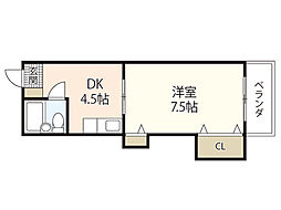 舟入安本ビル 1DKの間取図画像