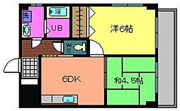 古冨ビル 2DKの間取図画像