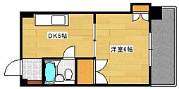 倉本第一ビル 1DKの間取図画像
