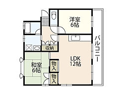 セントラル庚午 2LDKの間取図画像
