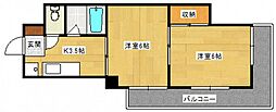 第1木本ビル 2Kの間取図画像
