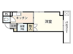 カーサ岡村 1Kの間取図画像