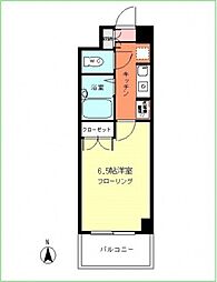 AXIS舟入 5階1Kの間取り
