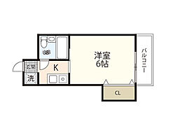 第2藤哲ビル 2階1Kの間取り