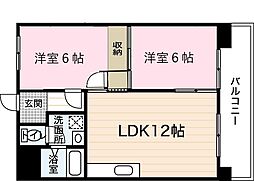 ハイネス横川 2LDKの間取図画像