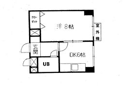 チサンマンション広島 1DKの間取図画像