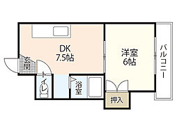 WAKOランドマーク高須 1DKの間取図画像