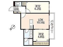 カネモトハウス 2LDKの間取図画像