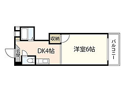 エオス舟入 1Kの間取図画像