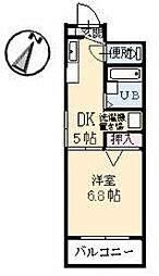 パークツインズB 1DKの間取図画像