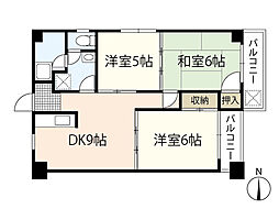 フォーウエスト長束 3DKの間取図画像