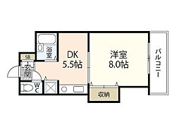 カーサ楠木 1DKの間取図画像