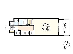 プライマル広島駅 1Kの間取図画像