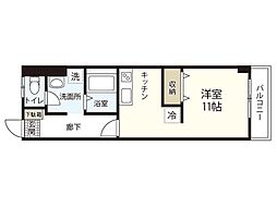 リバーウォーク広瀬 ワンルームの間取図画像