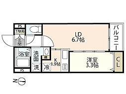 月光江波東四番館 1LDKの間取図画像
