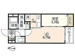 月光江波東四番館 1LDKの間取図画像
